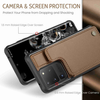 For Samsung Galaxy S20 Ultra CaseMe C22 Card Slots Holder RFID Anti-theft Phone Case(Brown) - Galaxy Phone Cases by CaseMe | Online Shopping UK | buy2fix