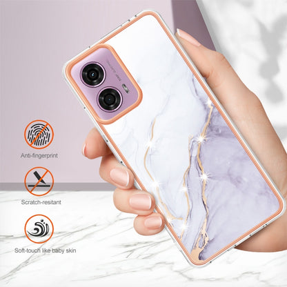 For Motorola Moto G24 4G / G04 4G Electroplating Marble Dual-side IMD Phone Case(White 006) - Motorola Cases by buy2fix | Online Shopping UK | buy2fix