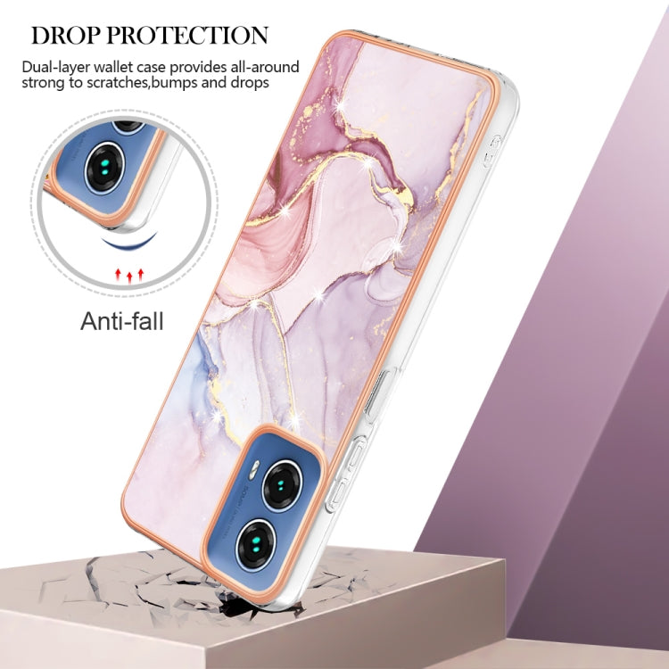 For Motorola Moto G34 Electroplating Marble Dual-side IMD Phone Case(Rose Gold 005) - Motorola Cases by buy2fix | Online Shopping UK | buy2fix