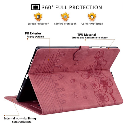 For Samsung Galaxy Tab S9+ /S8+ /S7+ Cartoon Sakura Cat Embossed Smart Leather Tablet Case(Red) - Galaxy Tab S9+ Cases by buy2fix | Online Shopping UK | buy2fix