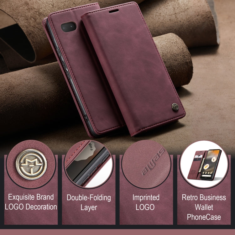 For Google Pixel 6A CaseMe 013 Multifunctional Horizontal Flip Leather Phone Case(Wine Red) - Google Cases by CaseMe | Online Shopping UK | buy2fix