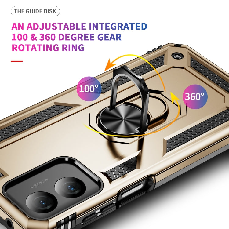 For Motorola Moto G Play 4G 2024 Shockproof TPU + PC Phone Case with Holder(Gold) - Motorola Cases by buy2fix | Online Shopping UK | buy2fix