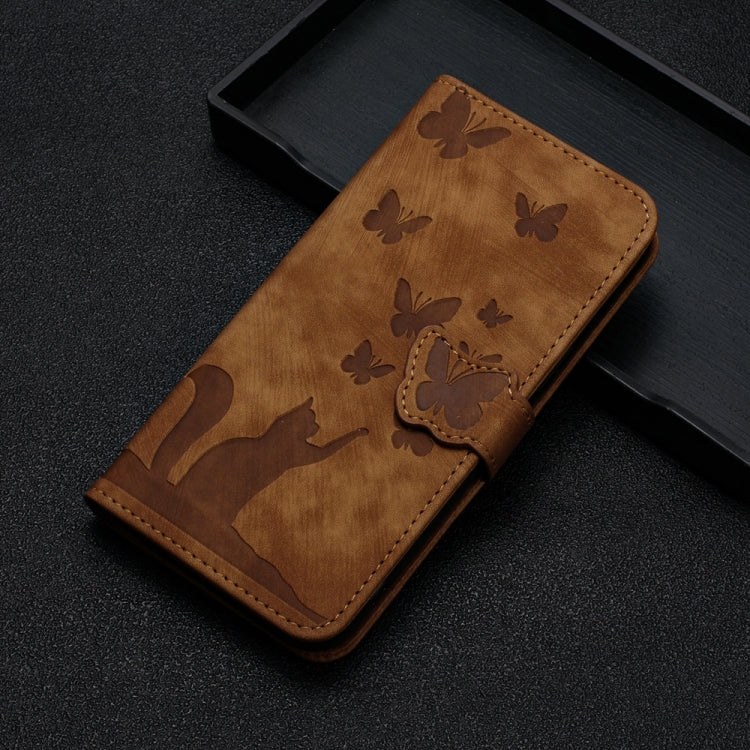 For Samsung Galaxy S24+ 5G Butterfly Cat Embossing Flip Leather Phone Case(Brown) - Galaxy S24+ 5G Cases by buy2fix | Online Shopping UK | buy2fix