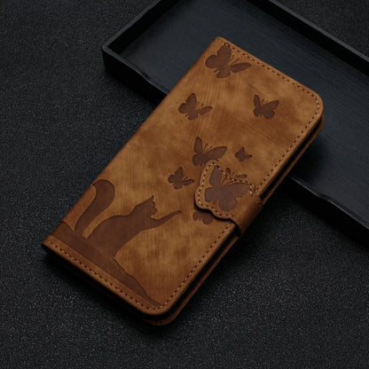 For Samsung Galaxy S24+ 5G Butterfly Cat Embossing Flip Leather Phone Case(Brown) - Galaxy S24+ 5G Cases by buy2fix | Online Shopping UK | buy2fix