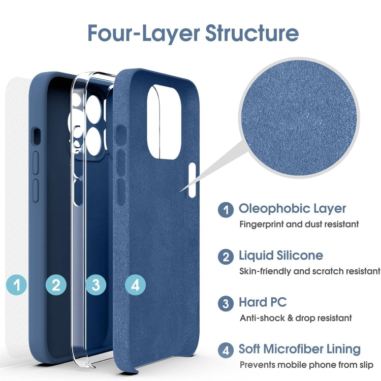 For iPhone 16 Pro Microfiber Liquid Silicone Shockproof Phone Case(Blue) - iPhone 16 Pro Cases by buy2fix | Online Shopping UK | buy2fix