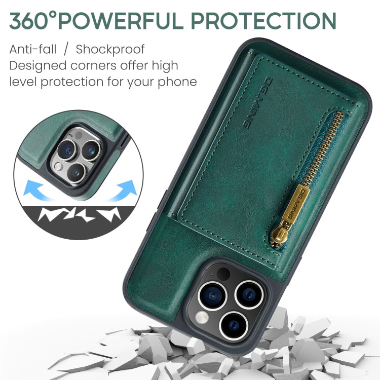 For iPhone 15 Pro Max DG.MING M5 Series Zip RFID Multi Card Detachable Leather Phone Case(Green) - iPhone 15 Pro Max Cases by DG.MING | Online Shopping UK | buy2fix