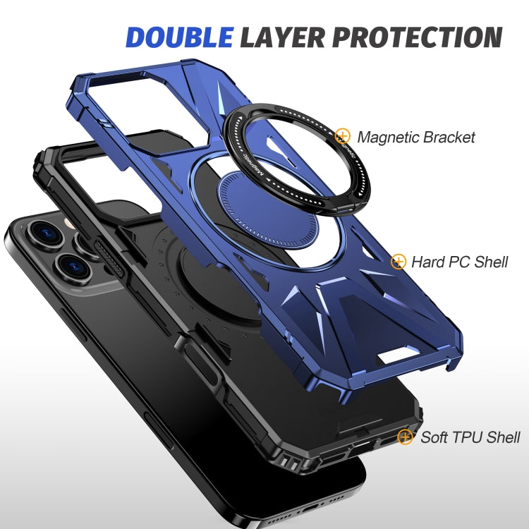 For iPhone 16 Pro MagSafe Magnetic Shockproof Phone Case with Ring Holder(Navy Blue) - iPhone 16 Pro Cases by buy2fix | Online Shopping UK | buy2fix