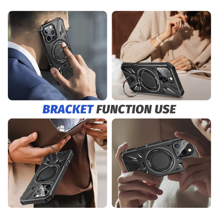 For iPhone 16 Pro MagSafe Magnetic Shockproof Phone Case with Ring Holder(Black) - iPhone 16 Pro Cases by buy2fix | Online Shopping UK | buy2fix