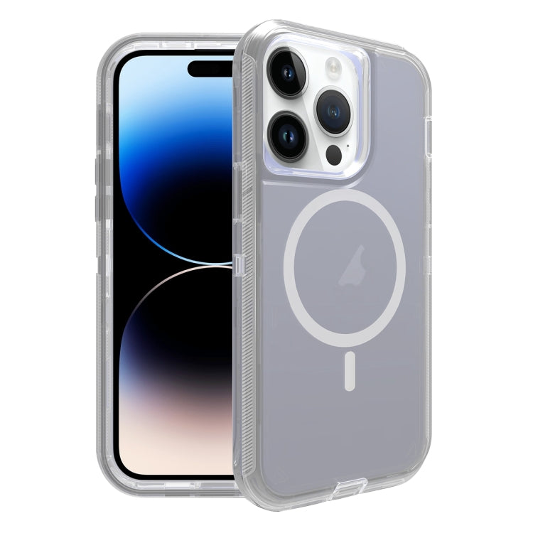 For iPhone 14 Pro Shockproof MagSafe Magnetic Phone Case(Transparent Grey) - iPhone 14 Pro Cases by buy2fix | Online Shopping UK | buy2fix