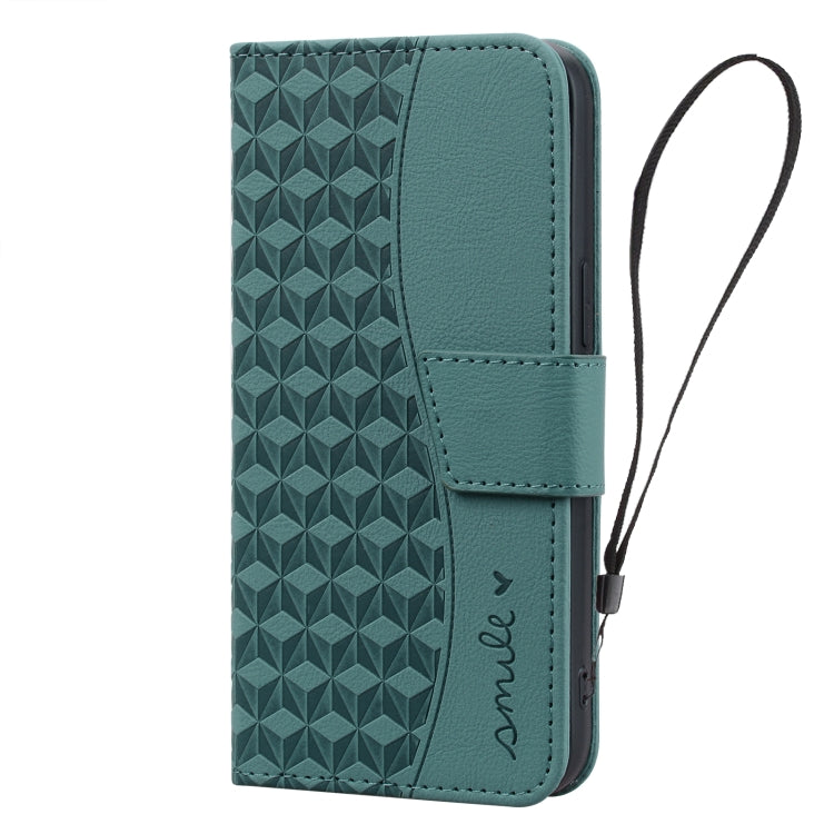 For iPhone 16 Pro Business Diamond Buckle Leather Phone Case with Lanyard(Green) - iPhone 16 Pro Cases by buy2fix | Online Shopping UK | buy2fix