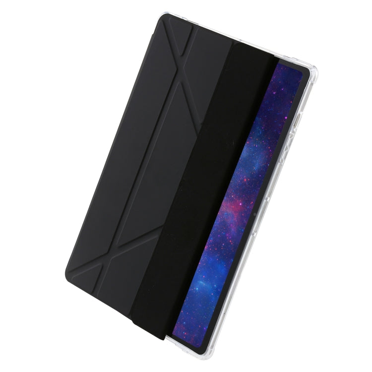 For Samsung Galaxy Tab S9+ Clear Acrylic Deformation Leather Tablet Case(Black) - Galaxy Tab S9+ Cases by buy2fix | Online Shopping UK | buy2fix