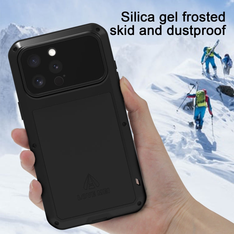 For iPhone 16 Pro LOVE MEI Metal Shockproof Life Waterproof Dustproof Phone Case(Black) - iPhone 16 Pro Cases by LOVE MEI | Online Shopping UK | buy2fix