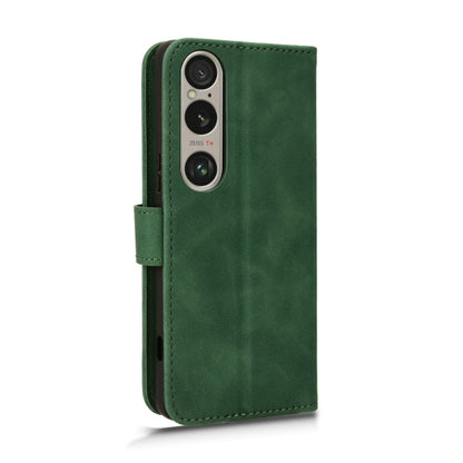 For Sony Xperia 1 VI 2024 Skin Feel Magnetic Flip Leather Phone Case(Green) - Sony Cases by buy2fix | Online Shopping UK | buy2fix