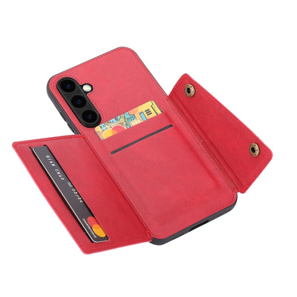 For Samsung Galaxy S23 FE 5G Double Buckle Card Slots Magnetic Phone Case(Red) - Galaxy S23 FE 5G Cases by buy2fix | Online Shopping UK | buy2fix