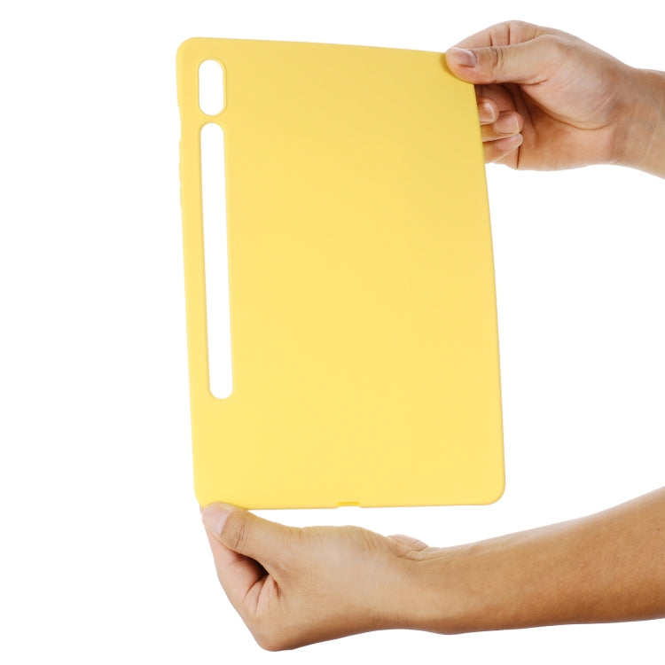 For Samsung Galaxy Tab S9 Pure Color Liquid Silicone Shockproof Tablet Case(Yellow) - Galaxy Tab S9 Cases by buy2fix | Online Shopping UK | buy2fix