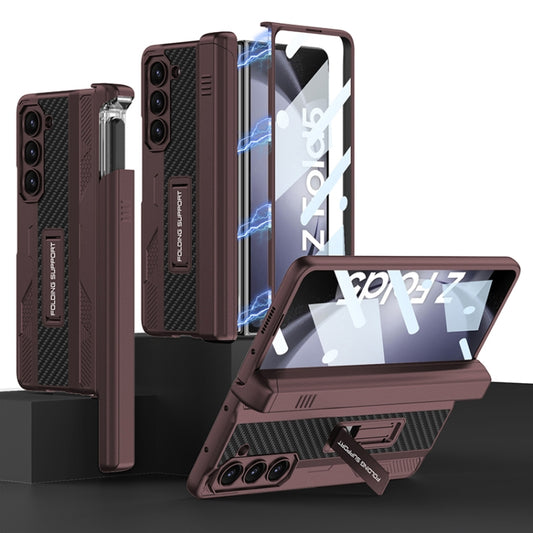 For Samsung Galaxy Z Fold5 GKK Integrated Folding Mech Shell PC Phone Case with Slide Pen Box(Wine Red) - Galaxy Z Fold5 Cases by GKK | Online Shopping UK | buy2fix