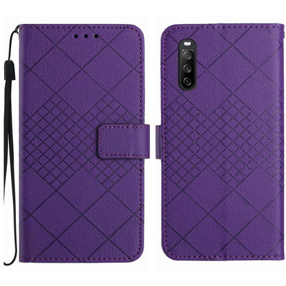 For Sony Xperia 10 VI Rhombic Grid Texture Leather Phone Case(Purple) - Sony Cases by buy2fix | Online Shopping UK | buy2fix