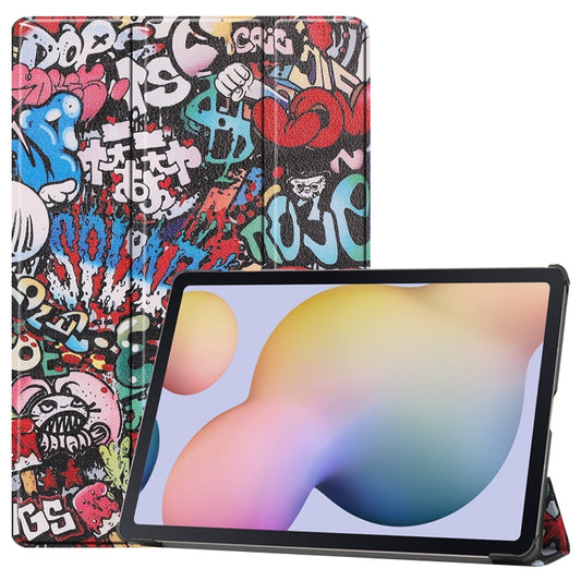 For Samsung Galaxy Tab S8+ / Tab S8 Plus /  Tab S7 FE / Tab S7+ Custer Painted PU Leather Case with Sleep / Wake-up Function & 3-Fold Holder(Graffiti) - Galaxy Tab S8+ Cases by buy2fix | Online Shopping UK | buy2fix