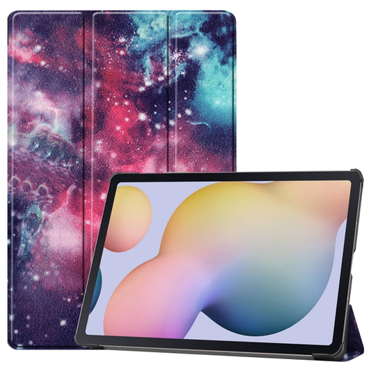 For Samsung Galaxy Tab S8+ / Tab S8 Plus /  Tab S7 FE / Tab S7+ Custer Painted PU Leather Case with Sleep / Wake-up Function & 3-Fold Holder(Galaxy Nebula) - Galaxy Tab S8+ Cases by buy2fix | Online Shopping UK | buy2fix