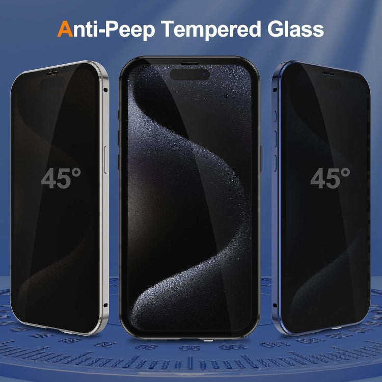 For iPhone 15 Anti-peeping Magnetic Double-sided Tempered Glass Phone Case(Black) - iPhone 15 Cases by buy2fix | Online Shopping UK | buy2fix