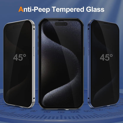 For iPhone 15 Plus Anti-peeping Magnetic Double-sided Tempered Glass Phone Case(Blue) - iPhone 15 Plus Cases by buy2fix | Online Shopping UK | buy2fix