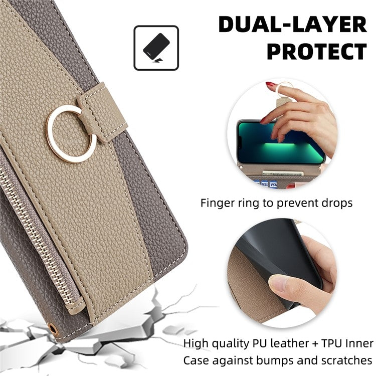 For Xiaomi Redmi Note 13 4G Crossbody Litchi Texture Leather Phone Case(Grey) - Note 13 Cases by buy2fix | Online Shopping UK | buy2fix