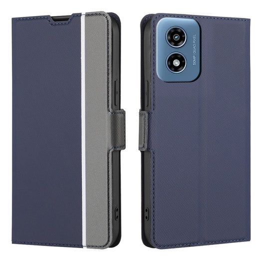 For Motorola Moto G Play 4G 2024 Twill Texture Side Button Leather Phone Case(Blue) - Motorola Cases by buy2fix | Online Shopping UK | buy2fix