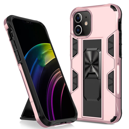 For iPhone 12 Pro Max Armor Shockproof TPU + PC Magnetic Protective Case with Invisible Holder(Rose Gold) - iPhone 12 Pro Max Cases by buy2fix | Online Shopping UK | buy2fix