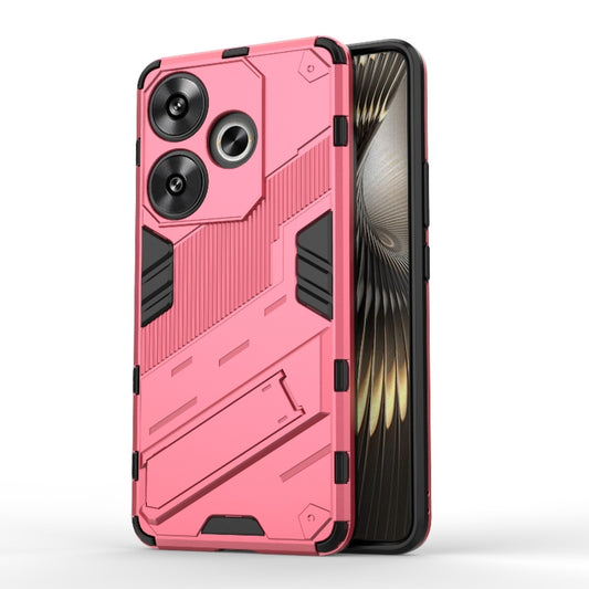 For Xiaomi Redmi Turbo 3 5G Punk Armor 2 in 1 PC + TPU Phone Case with Holder(Light Red) - Xiaomi Cases by buy2fix | Online Shopping UK | buy2fix