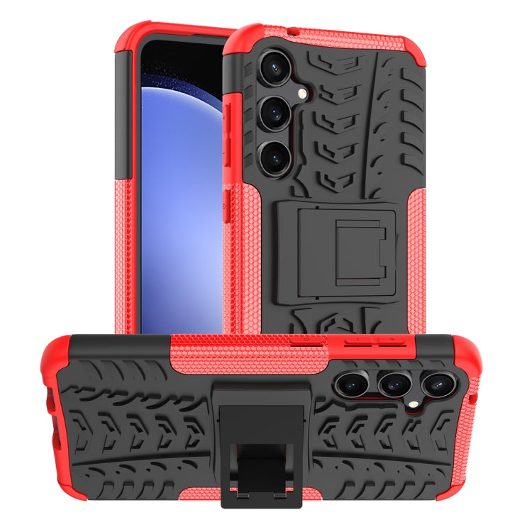 For Samsung Galaxy S23 FE 5G Tire Texture TPU + PC Phone Case with Holder(Red) - Galaxy S23 FE 5G Cases by buy2fix | Online Shopping UK | buy2fix