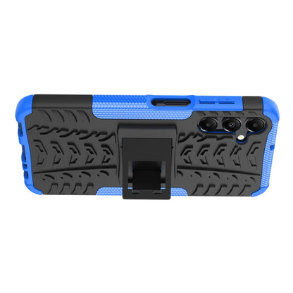 For Samsung Galaxy A15 Tire Texture TPU + PC Phone Case with Holder(Blue) - Galaxy Phone Cases by buy2fix | Online Shopping UK | buy2fix