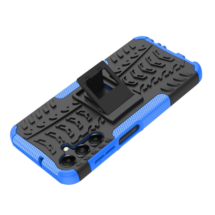 For Samsung Galaxy A15 Tire Texture TPU + PC Phone Case with Holder(Blue) - Galaxy Phone Cases by buy2fix | Online Shopping UK | buy2fix