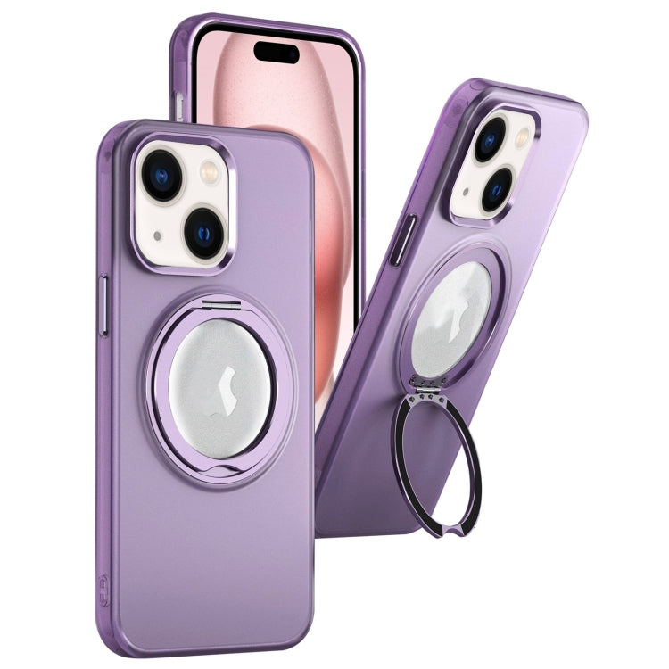 For iPhone 15 Plus MagSafe 360 Rotate Ring Holder PC Phone Case(Purple) - iPhone 15 Plus Cases by buy2fix | Online Shopping UK | buy2fix