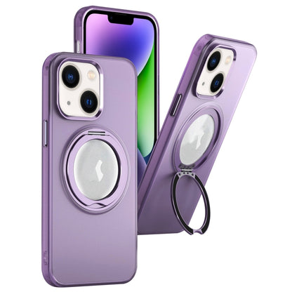 For iPhone 14 Plus MagSafe 360 Rotate Ring Holder PC Phone Case(Purple) - iPhone 14 Plus Cases by buy2fix | Online Shopping UK | buy2fix