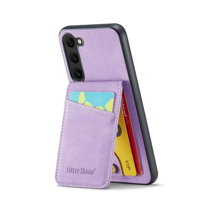 For Samsung Galaxy S24+ 5G Fierre Shann Crazy Horse Card Holder Back Cover PU Phone Case(Purple) - Galaxy S24+ 5G Cases by FIERRE SHANN | Online Shopping UK | buy2fix