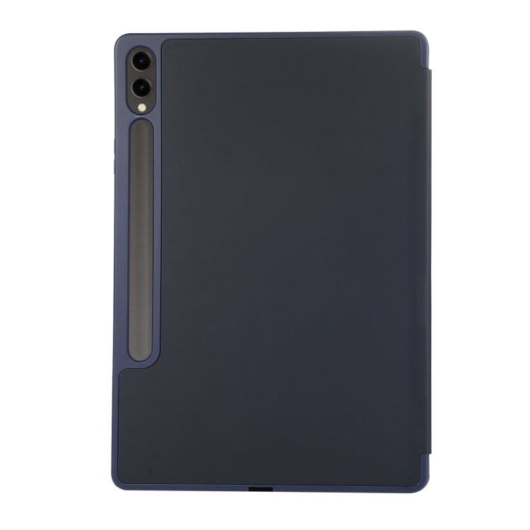 For Samsung Galaxy Tab S9 FE+ 3-Fold Pure Color TPU Leather Tablet Case with Pen Slot(Dark Blue) - Galaxy Tab S9 FE+ by buy2fix | Online Shopping UK | buy2fix