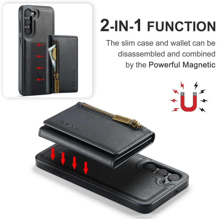 For Samsung Galaxy S23+ DG.MING M5 Series Zip RFID Multi Card Detachable Leather Phone Case(Black) - Galaxy S23+ 5G Cases by DG.MING | Online Shopping UK | buy2fix