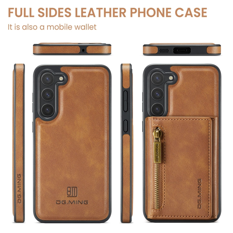 For Samsung Galaxy S23+ DG.MING M5 Series Zip RFID Multi Card Detachable Leather Phone Case(Brown) - Galaxy S23+ 5G Cases by DG.MING | Online Shopping UK | buy2fix