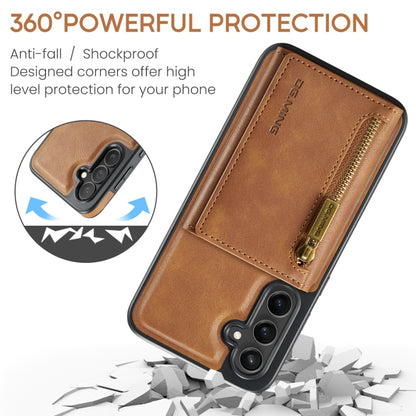 For Samsung Galaxy S24 5G DG.MING M5 Series Zip RFID Multi Card Detachable Leather Phone Case(Brown) - Galaxy S24 5G Cases by DG.MING | Online Shopping UK | buy2fix