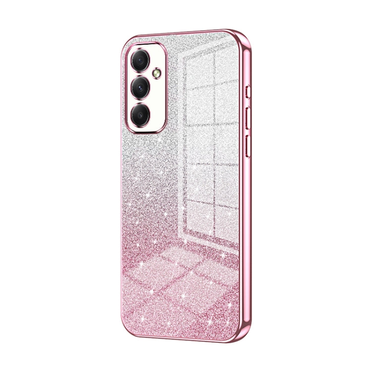 For Samsung Galaxy A34 5G Gradient Glitter Powder Electroplated Phone Case(Pink) - Galaxy Phone Cases by buy2fix | Online Shopping UK | buy2fix