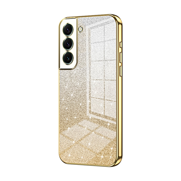 For Samsung Galaxy S22+ 5G Gradient Glitter Powder Electroplated Phone Case(Gold) - Galaxy S22+ 5G Cases by buy2fix | Online Shopping UK | buy2fix