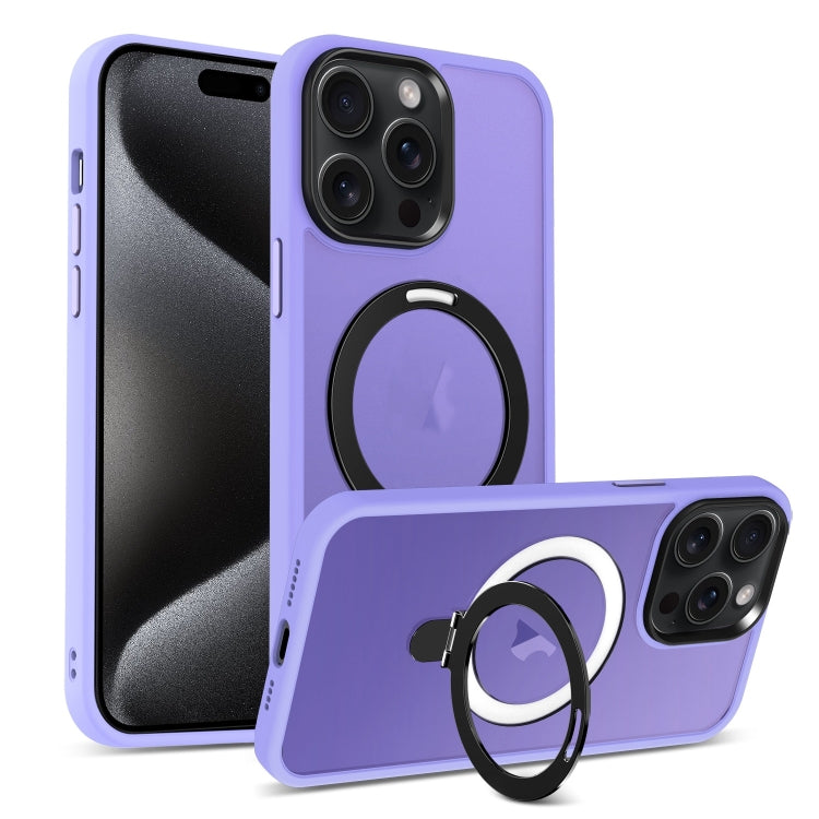 For iPhone 15 Pro Max Skin-feel MagSafe Holder PC Hybrid TPU Phone Case(Purple) - iPhone 15 Pro Max Cases by buy2fix | Online Shopping UK | buy2fix