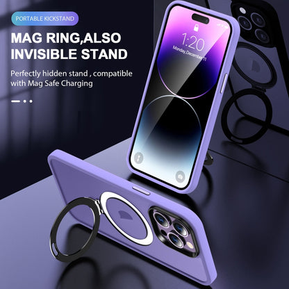 For iPhone 15 Pro Max Skin-feel MagSafe Holder PC Hybrid TPU Phone Case(Purple) - iPhone 15 Pro Max Cases by buy2fix | Online Shopping UK | buy2fix