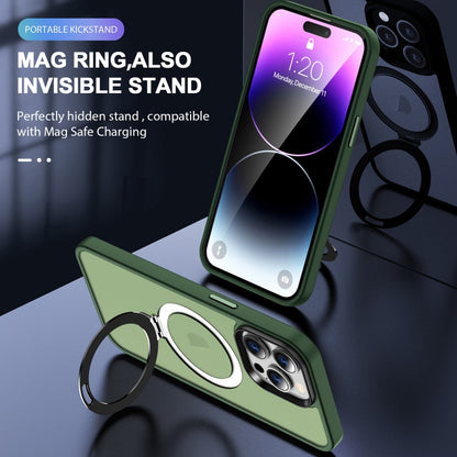 For iPhone 15 MagSafe Holder Skin-feel PC Hybrid TPU Phone Case(Green) - iPhone 15 Cases by buy2fix | Online Shopping UK | buy2fix
