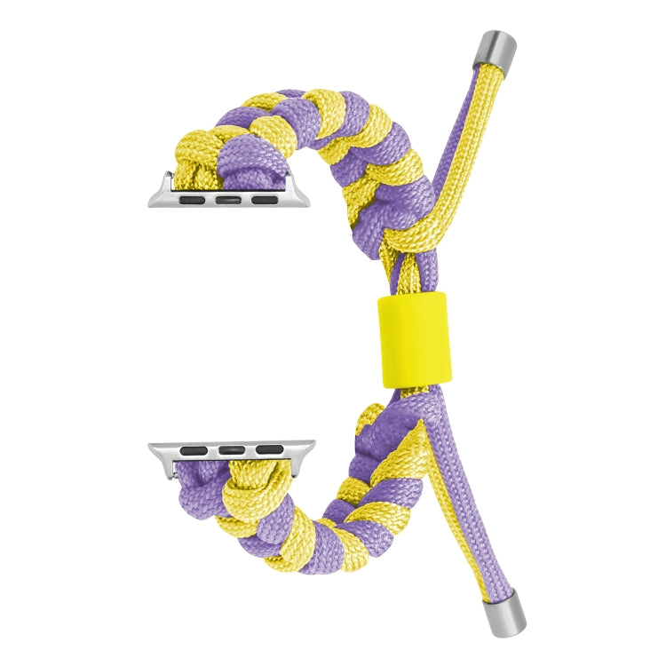 For Apple Watch Ultra 2 49mm Paracord Fishtail Braided Silicone Bead Watch Band(Purple Yellow) - Watch Bands by buy2fix | Online Shopping UK | buy2fix