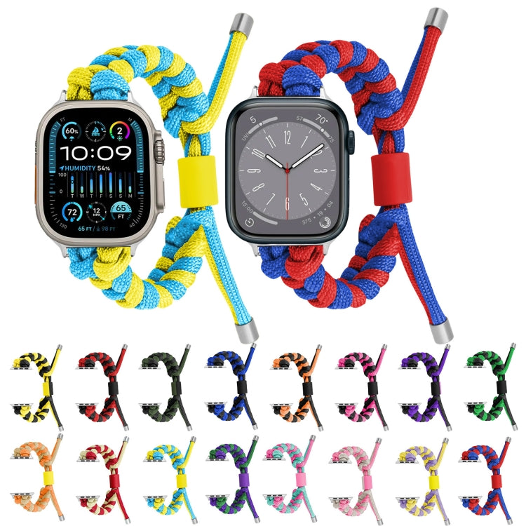 For Apple Watch Ultra 2 49mm Paracord Fishtail Braided Silicone Bead Watch Band(Orange Yellow) - Watch Bands by buy2fix | Online Shopping UK | buy2fix