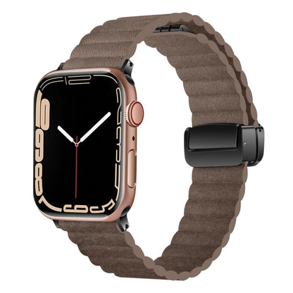 For Apple Watch Series 5 40mm Water Ripple Magnetic Folding Buckle Watch Band, Style: Bold Version(Light Brown) - Watch Bands by buy2fix | Online Shopping UK | buy2fix