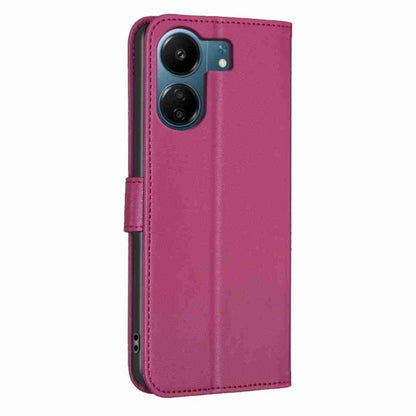 For Xiaomi Redmi 13C Four-leaf Embossed Leather Phone Case(Rose Red) - 13C Cases by buy2fix | Online Shopping UK | buy2fix