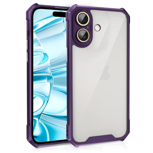 For iPhone 16 Plus Shockproof Acrylic Phone Case with Lens Glass Film(Purple) - iPhone 16 Plus Cases by buy2fix | Online Shopping UK | buy2fix