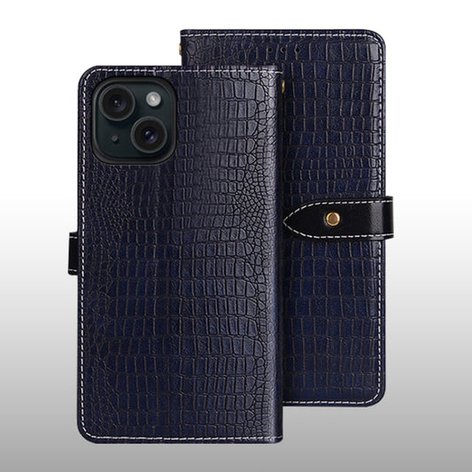 For iPhone 15 Pro Max idewei Crocodile Texture Leather Phone Case(Dark Blue) - iPhone 15 Pro Max Cases by idewei | Online Shopping UK | buy2fix